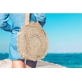 thumbnail image 4 of Bolso redondo de paja para mujer, bolso de playa de verano, bandolera de ganchillo con bolso de estilo bohemio tejido para vacaciones, viajes, compras y uso diario JFHHH pequeña, 4 of 5