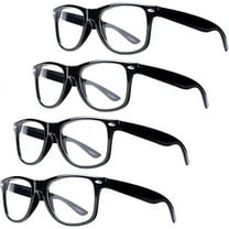 4 Pair Halloween Retro Nerd Costume Glasses-Black Hipster Eyeglasses with Clear Lenses- Square Frame Clear Glasses FREE SHIPPING
