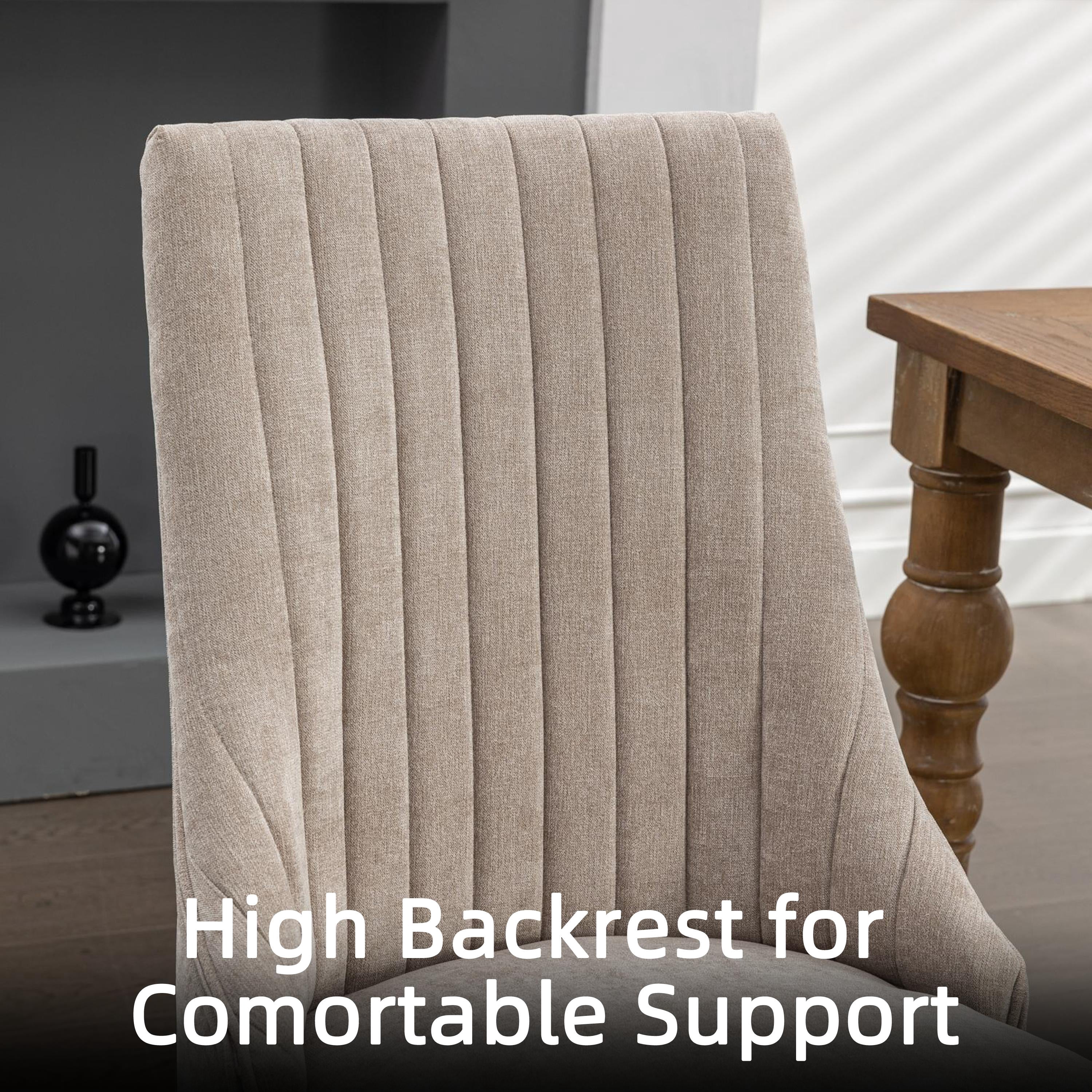 Dining Chairs Set of 4, PAPROOS Velvet Upholstered Dining Chairs, Farmhouse Accent Chair Side Chair with High Backrest and Solid Wood Legs, Kitchen Chair for Dining Kitchen Living Room, Beige