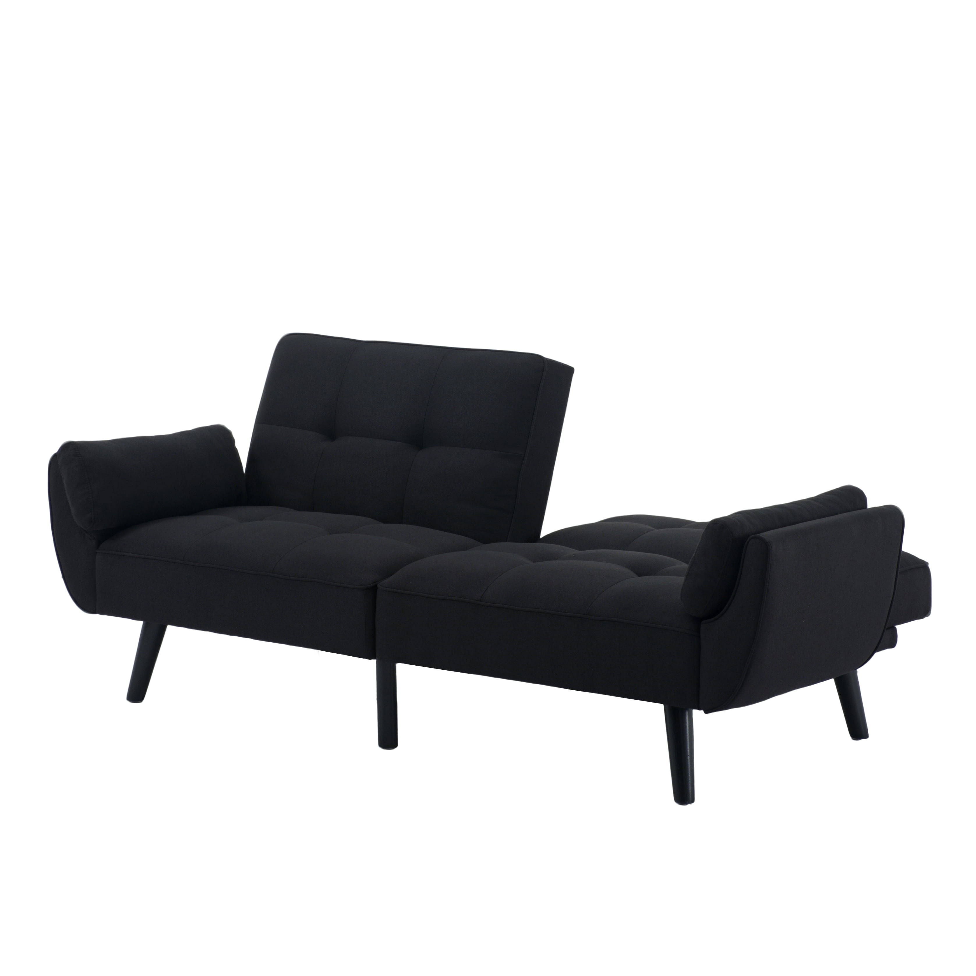 Gewnee Convertible Futon Sofa Bed, Sleeper Couch with 3‑Position Split‑Back, Multi‑Purpose Convertible Sofa for Small Space, Living Room, Apartment, Studio & Office, Black