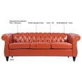 thumbnail image 3 of 84.65" PU Three Seater Sofa,High Quality Modern Classic Sofa,Rolled Arm Chesterfield Couches for Living Room,Orange, 3 of 7