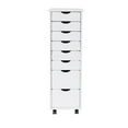 thumbnail image 3 of Pemberly Row Modern Hardwood 6+2 Drawers Roll Utility Cart in White, 3 of 9