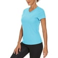 thumbnail image 3 of T-Shirts à Manches Courtes Col en V Protection Solaire UPF 50+ pour Femmes Séchage Rapide Randonnée Athlétique, 3 of 4