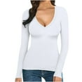 thumbnail image 2 of Viikei Pullover for Women Clearance Hoodies,Women's Solid Color Base Long Sleeved V-neck Pullover Top White L, 2 of 8