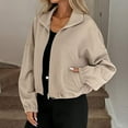 thumbnail image 2 of HAiming Womens Cropped Jacket Zip up Bottom Drawstring Casual Long Sleeve Solid Color Athletic Coats, 2 of 7