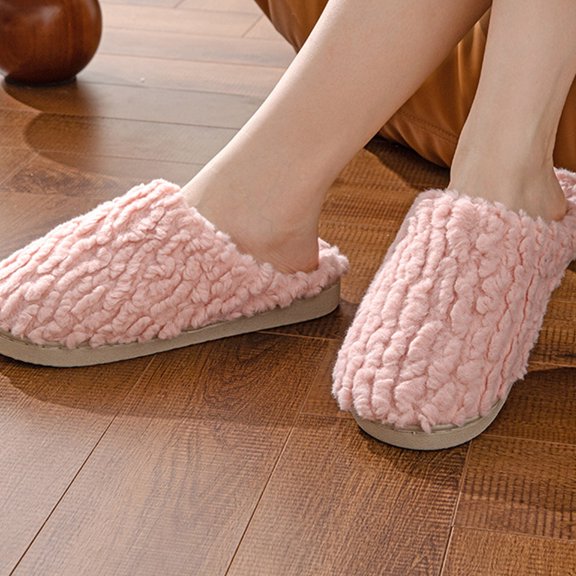 Weloille Winter Padded Plush Thickened Cotton Velvet Home Cotton Slippers Men And Women Warm Thickened Indoor Non-slip Couple Cotton Shoes