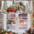 thumbnail image 5 of Christmas Winter Snowman Valances for Windows, 54 x 18in, Red Truck House Xmas Tree Rod Pocket Kitchen Valance Curtain Light Filtering Window Treatments for Living Room Bedroom, 1 Panel, 5 of 7