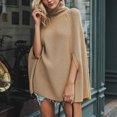 thumbnail image 2 of Bibifish Womens Sweaters Cozy High Neck Mid Cape Poncho Soft Warm Knitted Shawl For Ladies Loose Fit Trendy Fall Winter Outfits, 2 of 4