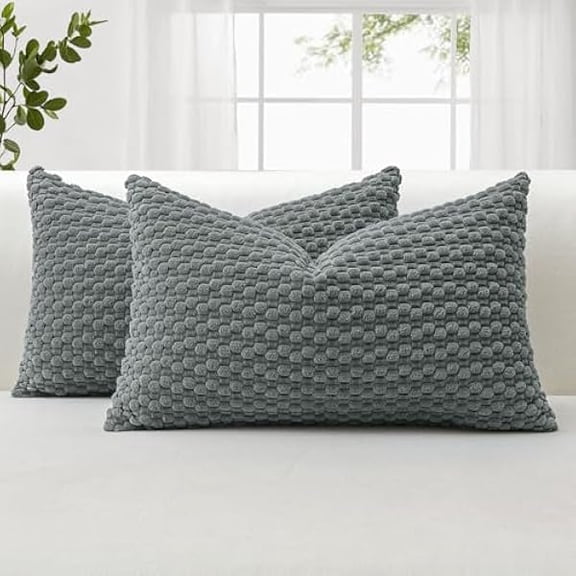 Eryueer Corduroy Soft Decorative Cushion Covers 40x60 cm Set of 2 Decorative Throw Pillow Covers with 3D Bubble Texture Pillowcase for Couch Sofa Bedroom Soft Cushion Case for Home Decor (Grey)