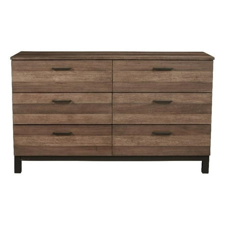 Pemberly Row Contemporary Wood 6 Drawer Dresser in Rustic Pine