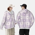 thumbnail image 4 of Kdxio Floral Purple Buffalo Plaid Print Women Men Sun Protection UPF 50+ Jackets Zip Up Long Sleeve Hoodie Hiking Lightweight with Pockets, 4 of 7