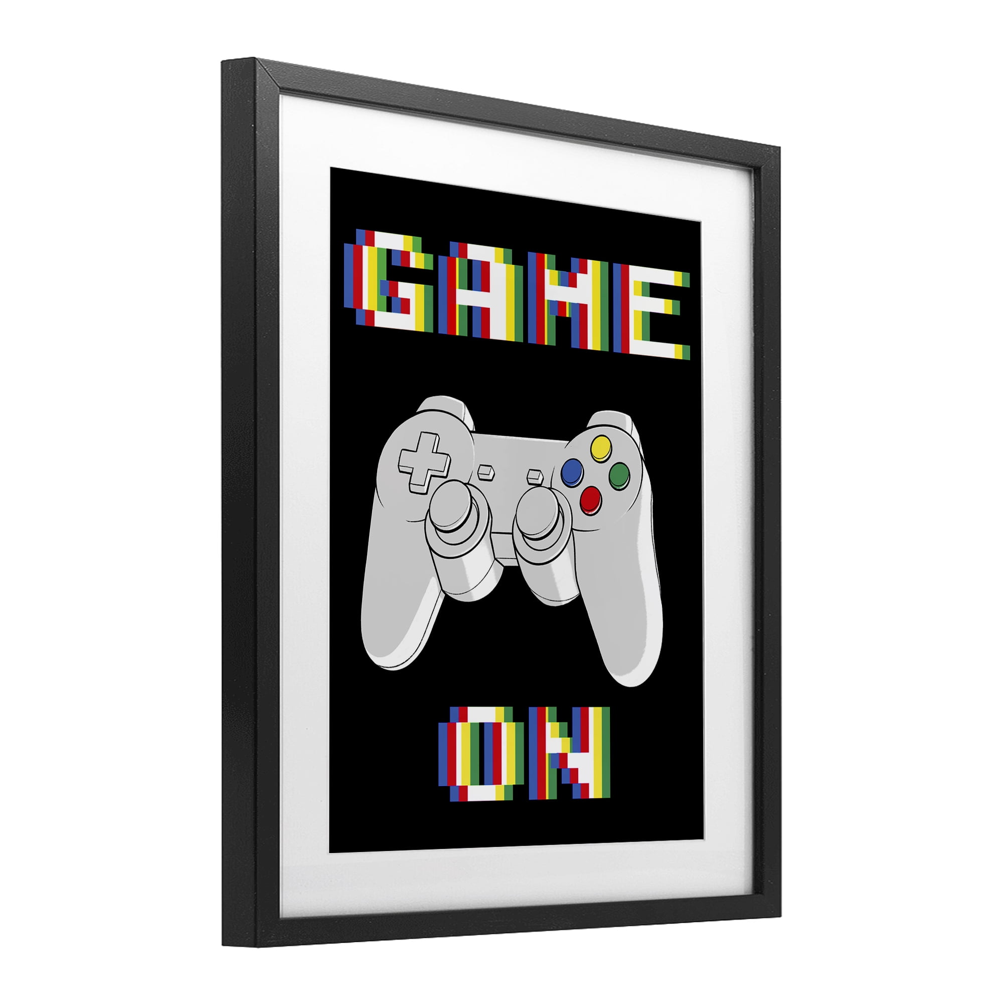 Stupell Industries Colorful Digital Game On Black Framed Print Under Glass, design by Marcus Prime