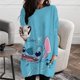 thumbnail image 1 of Autumn Women's T-Shirt Casual Holiday Weekend T-Shirt Long Sleeve Disney Stitch Print Crew Neck Basic Pocket T-Shirt Pullover6XL Gao Jinjia LED, 1 of 2