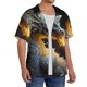 thumbnail image 2 of Balery Golden White Fire Dragon Camisa Casual de Manga Corta con Botones para Hombre, Texturizada, Estilo Cubano, para Playa, Verano-Large, 2 of 5