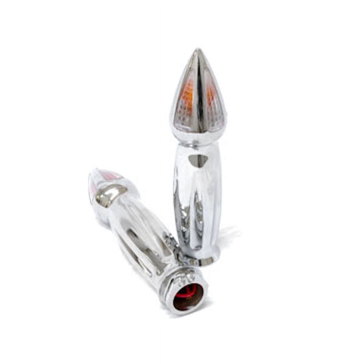 Krator Motorcycle Spiked Turn Signals Bar Ends Chrome Hand Handlebar Grips Chrome Grips Compatible with Cruisers Choppers Harley Davidson Suzuki Kawasaki Yamaha Honda w/ 1" inch Throttle Grip