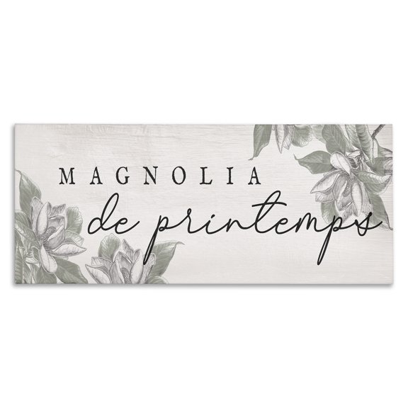 Stupell Industries Traditional Spring Magnolia French Phrase Canvas Art, 24 x 10, by Lil' Rue