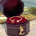 thumbnail image 3 of Oro Rhinestone 26 Anillo Inicial Joyería Letra Inicial Anillo Abierto con Rhinestone Anillo para Mujeres, 3 of 3