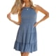 thumbnail image 2 of VISgogo Vestido Casual para Mujer, Cuello Redondo Sin Mangas Color Sólido Jersey Fruncido Línea A Mini Vestidos VISgogo moda, 2 of 8