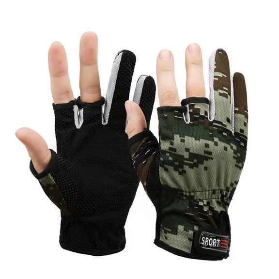 Sun Gloves UV Protection Gloves Fishing Gloves Camouflage Gel Glove Thin Fingersless Gloves Men for Kayaking Paddling Driving Hiking