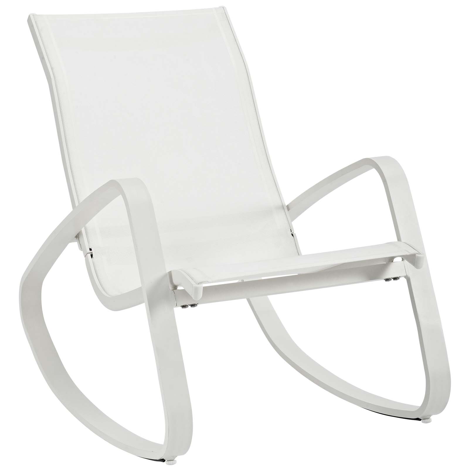 Modern Contemporary Urban Design Outdoor Patio Balcony Garden Furniture Locking Lounge Chair Armchair, Aluminum Metal Steel, White - image 1 of 6