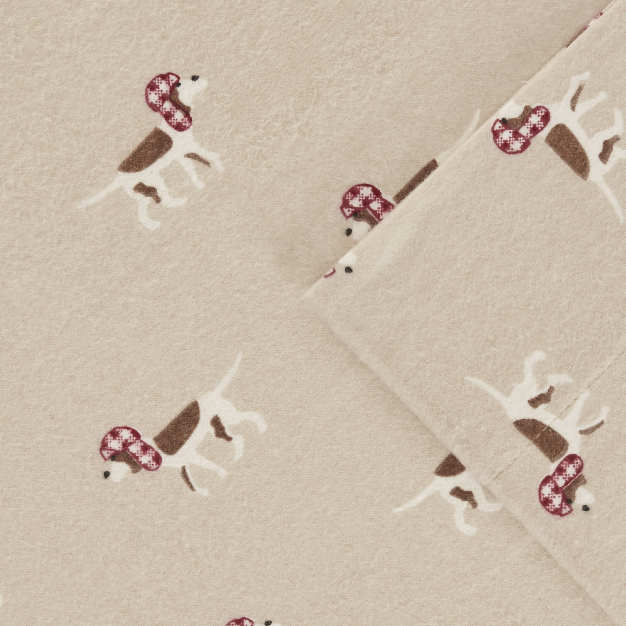 Woolrich Cotton Flannel Tan Dogs 4 Piece Sheet Set, Full