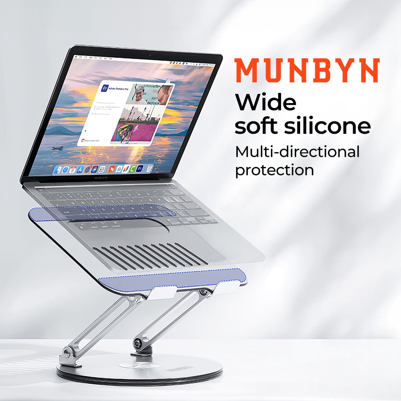 MUNBYN Laptop Stand for Desk - 360° Rotating,Foldable & Portable Computer Stand, for 11-15.6" Laptops