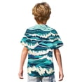 thumbnail image 5 of Abcomgle Youth Hawaiian Shirts Boys Tropical Waves Print Beach Shirts for Boys Button Down Short Sleeve Vacation Spring Shirts for Boys,Cyan,12-13Years, 5 of 5