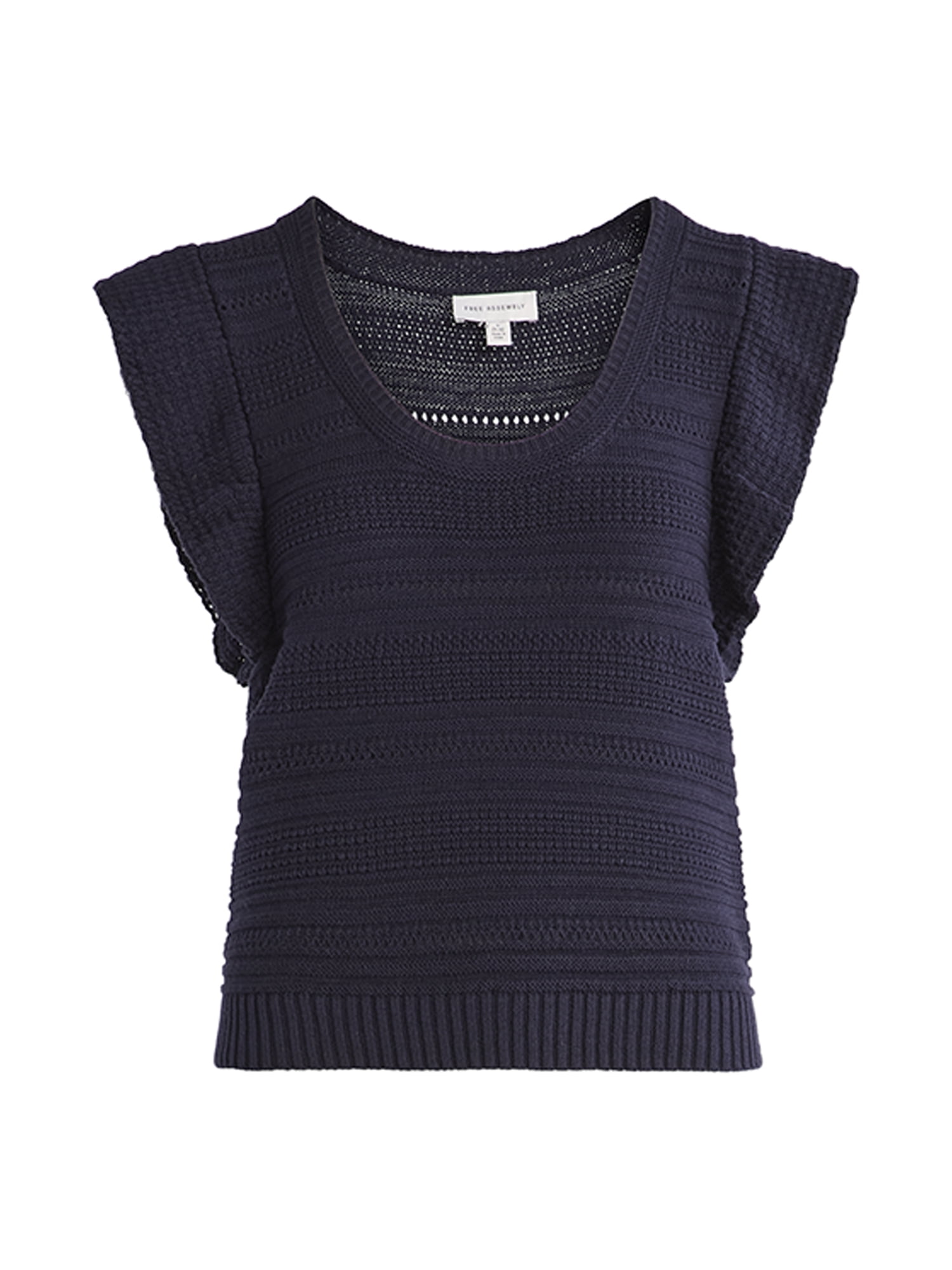 Free Assembly Women's and Women's Plus Size Pointelle Sweater Tank Top with Flutter Sleeves, Lightweight, Sizes XS-4X
