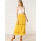 thumbnail image 2 of Falda Maxi Allegra K Con Encaje Y Cintura Elástica Vintage A-Line Para Mujer Amarillo S, 2 of 6