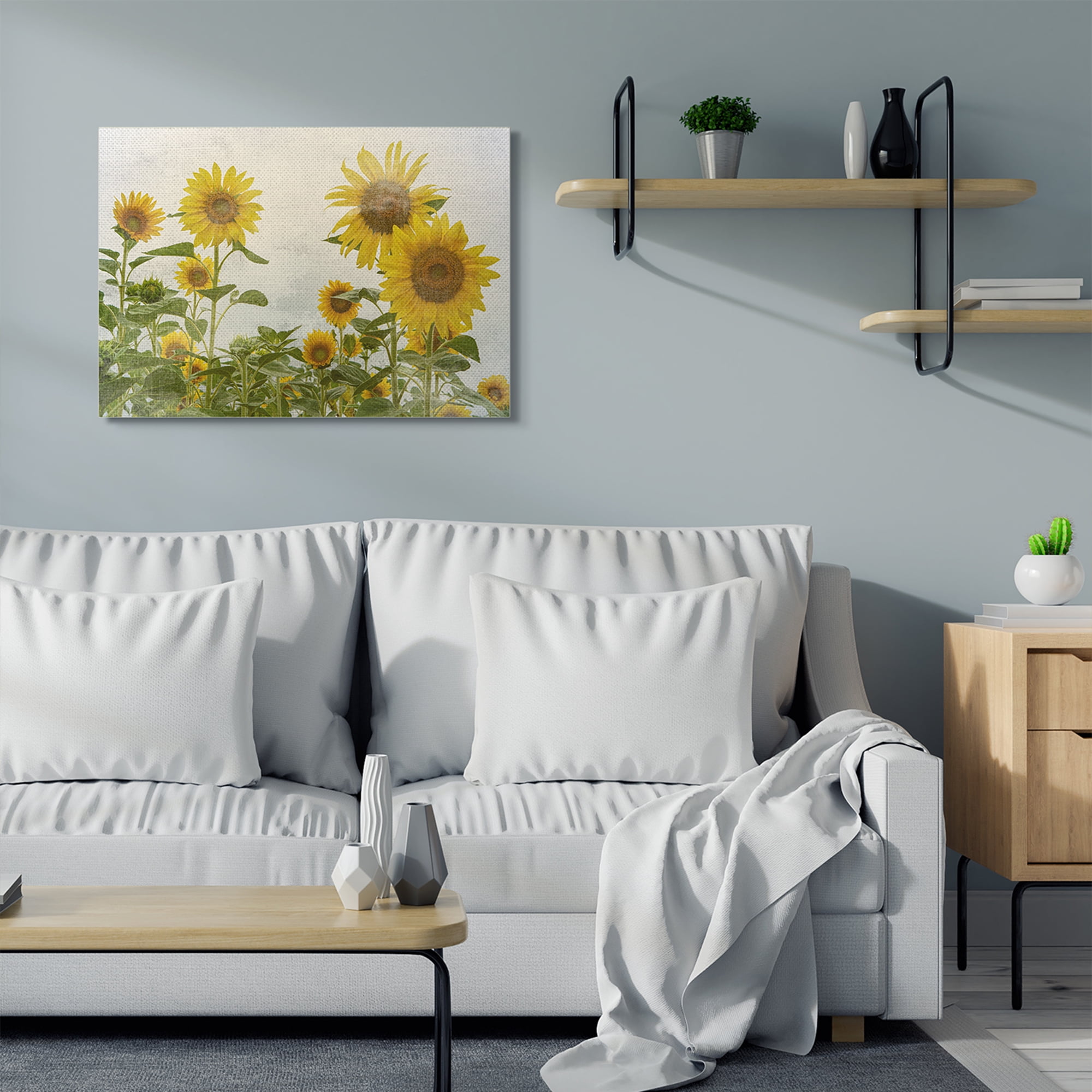 Stupell Home Décor Sunflower Garden Farm Burlap Textured Design Canvas Wall Art by Ann Bailey