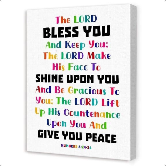 Christian Wall Art for Kids,Bible Scripture Wall Decor,Christian Nursery Wall Art,Sunday School Decorations for Classroom,The Lord Bless You Canvas Wall Decor