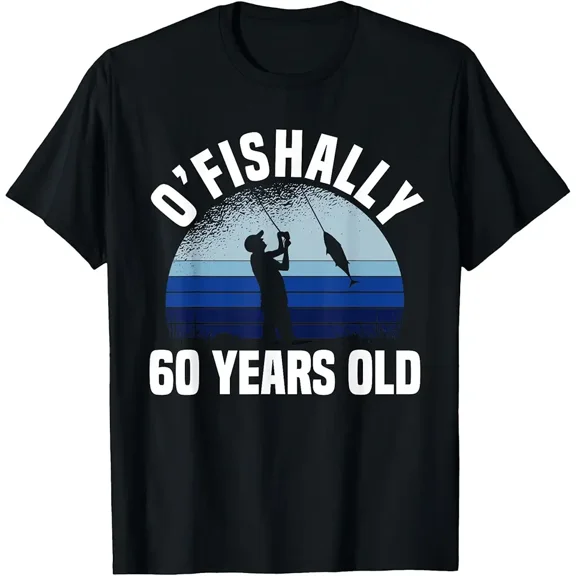 Funny Fishing 60th Birthday Graphic Gift for 60 Year Old Fisherman Men Short Sleeve Novelty T-Shirt