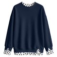 thumbnail image 3 of Caixia Womens Comfy Dark Blue Crew Neck 2 in 1 Layered Look Sweatshirt with Thumbhole Cuffs Relaxed Fit Hoodless Pullover Top for Women Autumn Wardrobe, 3 of 7