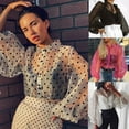 thumbnail image 4 of Femmes Polka Dot Transparent à Travers Longues Manches Blouse Club T Shirts, 4 of 4