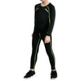 thumbnail image 2 of Kids Athletic Compression Set Long Sleeve Base Layer Top And Pants For Basketball Soccer Training Workout Activewear,Green,28, 2 of 9