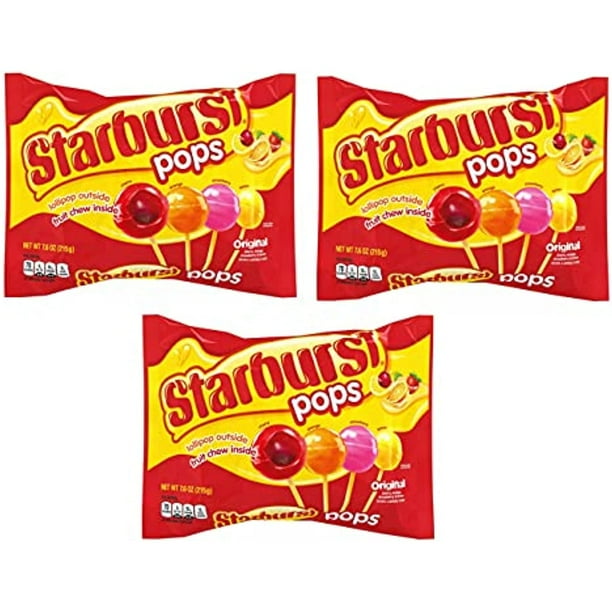 Starburst Candy Lollipops Original Flavors Fruit Chew Lollipops 26.4Oz Total, 3 Count (Pack Of