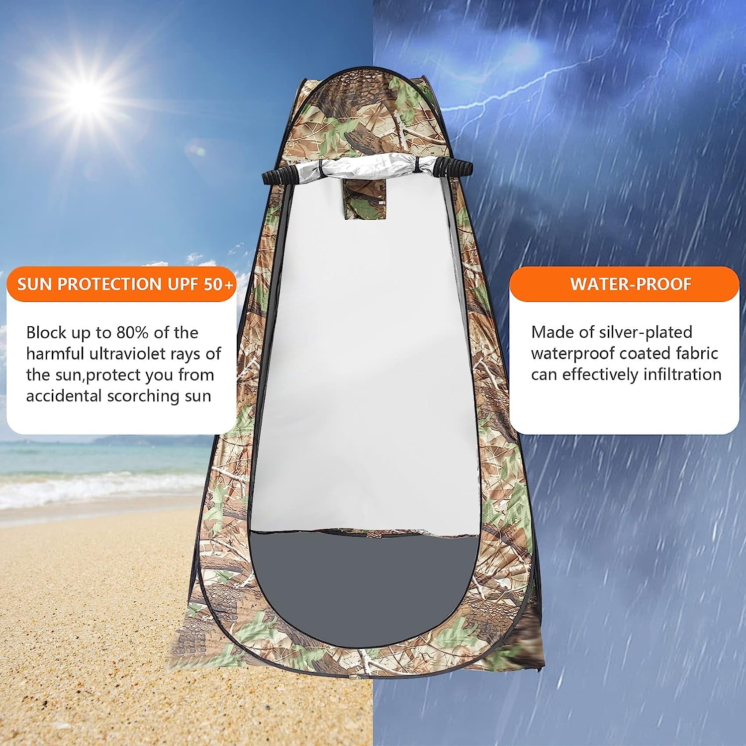GVDV Portable Pop up Privacy Shower Tent Spacious Changing Room for Camping Hiking Beach Toilet Shower Bathroom