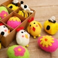 thumbnail image 5 of 6Pcs Patterned Felted Easter Egg Hanging Ornaments for Tree and Wall Decor with Spring Flower Bunny Designs for Basket Fillers and Party Favors, 5 of 6