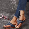thumbnail image 5 of Willtoo Women Wedge Orthopedic Flip Flops Boho Bling Rhinestone Slide Sandals Comfortable Slip On Thong Slippers Summer Casual Walking Beach, 5 of 5