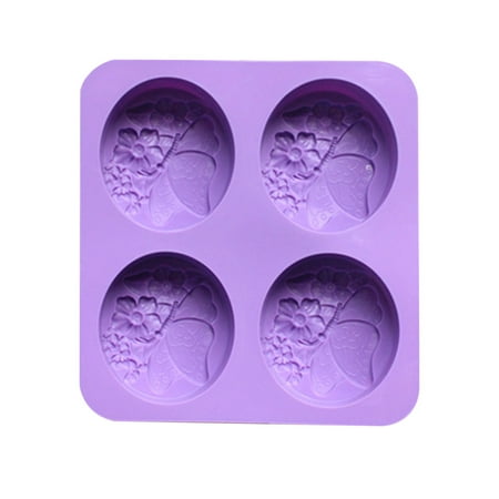 

1Pc DIY Handmade Silicone Mold for Butterfly Flower Pattern Food Grade 4 Cavity Cake Muffin Mooncake Mould for Making Jelly Pudding Cookies Soap Trays