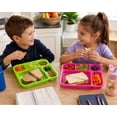 thumbnail image 3 of Kids Reusable Divided Lunch Tray Plates, 2-Pack Pink & Green Sectioned Meal Trays for Toddlers, Snacks & School Lunches, 3 of 3