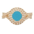 thumbnail image 2 of 1.3125 ct Round Cut Simulated Turquoise with Simulated Diamond Halo Accents 14K Yellow Gold Womens Engagement Ring, 2 of 4