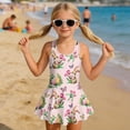 thumbnail image 3 of COEQINE Girls One Piece Swimsuit with Skirt Sleeveless Cute Skirted Bathing Suit Hawaiian Swimwear for Kids 3-4 Years, Summer Swim Dress for Water Play, Easter Bunny Egg Tulip Pink, 3 of 8
