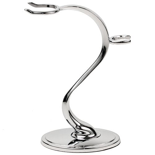 Deluxe Heavyweight High Luster Chrome Safety Razor and Shaving Brush Stand