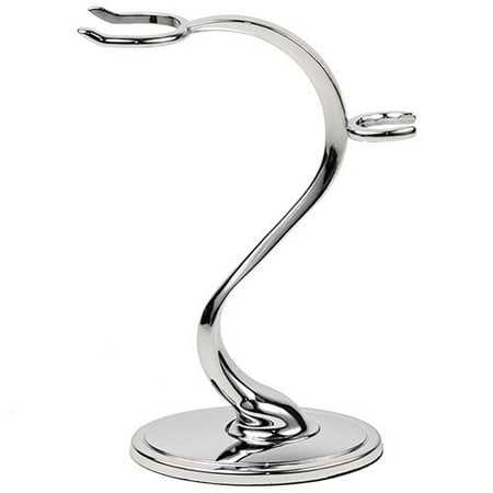 Eshave Razor And Brush Stand - Deluxe Heavyweight High Luster Chrome Safety Razor and Shaving Brush Stand