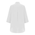 thumbnail image 5 of Frostluinai Womens Linen Button Down Shirts Oversized 3/4 Sleeve Rolled Tshirts Lapel Collar Tie Knot Tops Solid High Low Hem Tees Loose Blouses, 5 of 6