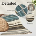 thumbnail image 3 of Teal Boho Stripes Oversized Pillow Covers,Modern Bohemia Brown Beige Texture Breathable Throw Pillow Cases with Invisible Zipper,Decorative Pillowcase Pillows Protectors for Sofa Bed Couch 24"x36", 3 of 9