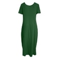 thumbnail image 5 of JIAYUE Women's Dress A-Line O-Neck Ankle-Length Casual Maxi With Pockets Elegant Solid Color Short Sleeve Flowy Plus Size Comfortable For Everyday Wear Versatile Female Dresses, 5 of 5
