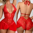 thumbnail image 4 of Lencería Sexy de encaje transparente para mujer, Body de peluche de fantasía, ropa de dormir femenina, entrepierna abierta, Babydoll, mini falda sexual, ropa interior, 4 of 5