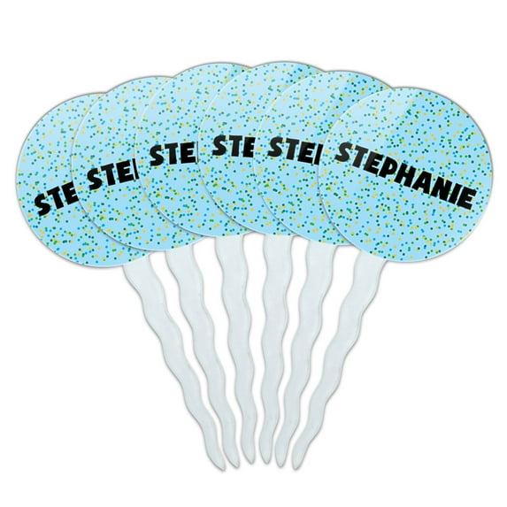 Stephanie Cupcake Picks Toppers - Set of 6 - Blue Speckles